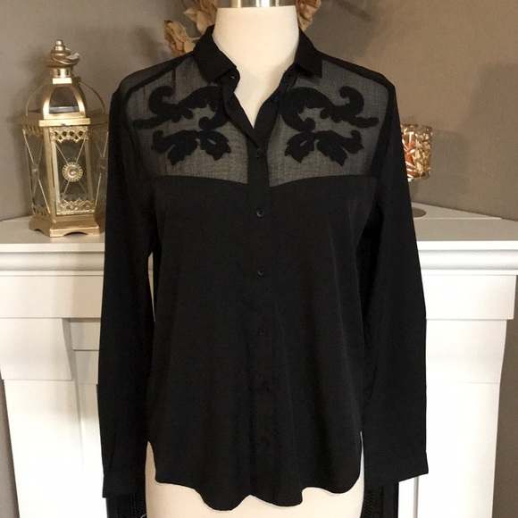 silence + noise Tops - Silence + Noise Black  Western Button Down Shirt